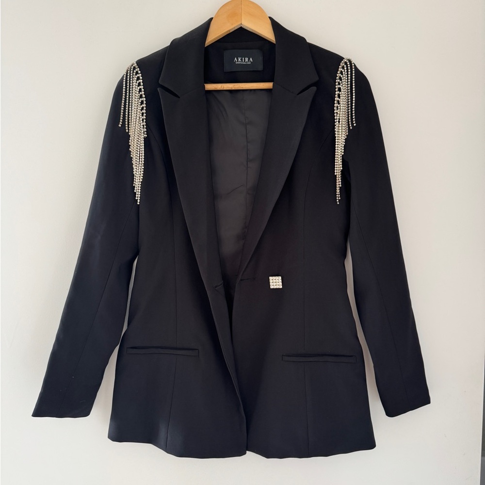 AKIRA Black Blazer with Sparkling Accents